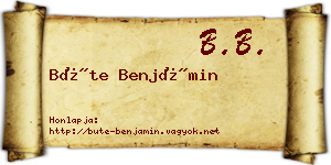 Büte Benjámin névjegykártya